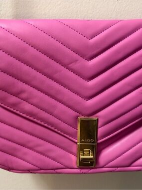 ALDO Pink Quilted Crossbody Bag with Gold Hardware